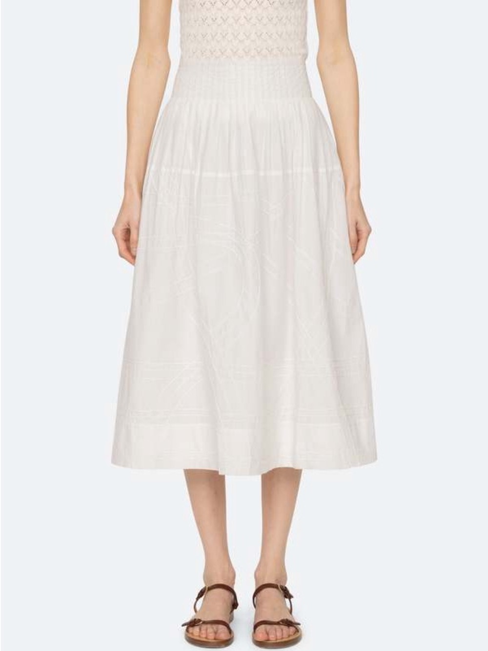 Sea New York White Midi Skirt with A-Line Silhouette